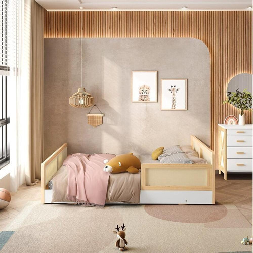 Cama Montessoriano Casal Lift Branco/natural