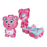 Kit De Beleza Infantil Maleta Gatinha Rosa 21 Pçs Mochila 