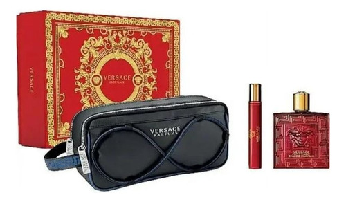 Set Hombre Versace Eros Flame 3 Pzas Perfume 100 Ml Edp Usa