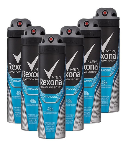 Kit 6 Desodorantes Rexona Men Aerossol Xtra Cool 150ml
