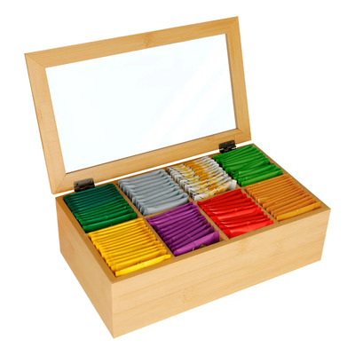 Caja Organizadora Para Te Madera De Bambu 8 Compartimentos Beige