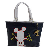Bolsa De Mano De Mickey Mouse, Color Azul Oscuro Con Blanco Y Rojo 