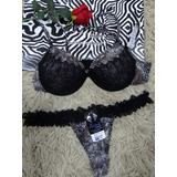 Conjunto Animal Print Com Renda Detalhada Aime Lingerie