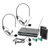 Kit Microfone Vhf Sem Fio Auricular Headset Lapela Lelong