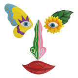 Set De Esculturas Con Forma De Cara De Árbol De Mariposas Y