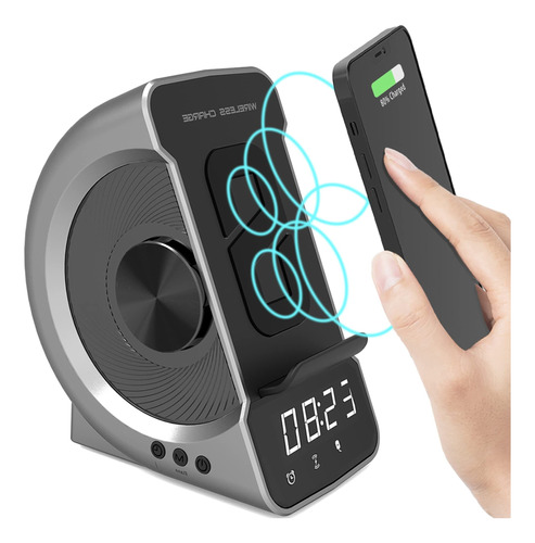 Despertador Carregamento Sem Fio Com Alto-falante Bluetooth
