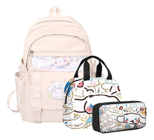 Mochila Kawaii Cinnamoroll De 3 Piezas Con Lonchera Y Estuch