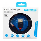 Cabo Hdmi + Hdmi Resolução 4k 1.5m Blindado - It-blue 