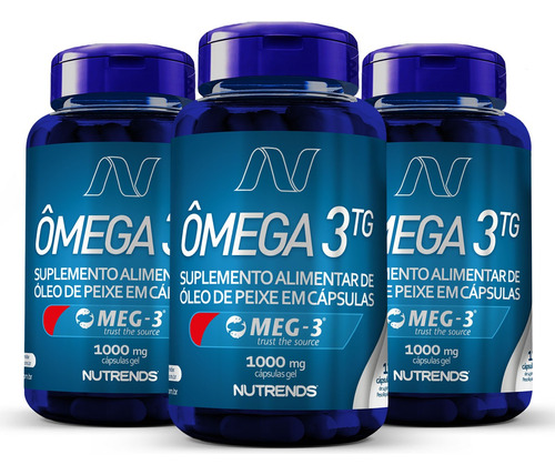 Combo Ômega 3 Óleo De Peixe 1000mg  Nutrends  360 Cápsulas