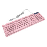 Teclado Con Cable Para Juegos, Redondo, Usb, 104 Teclas Retr