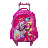 Mochila Infantil Menina Rodinha Amy Sonic 3d Led Cor Rosa