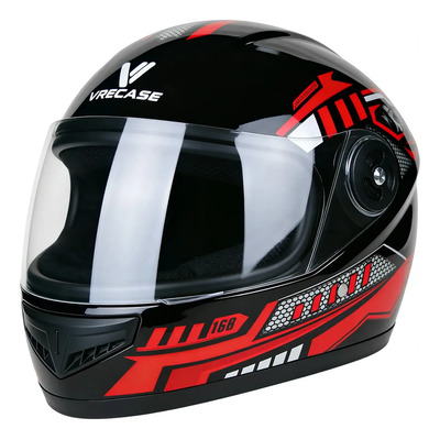 Casco Moto Dot Certificado Vrecase Rojo Negro Visor Hd Protector Diseño Mecánico Segunda Generacion Talla M(57-58cm) | Envío gratis