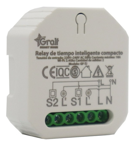 Relay De Tiempo Inteligente Wi-fi 2 Salidas Gralf Gf-tj