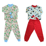 Kit 2 Pijamas De Inverno Infantil Menino Moletinho 0-4 Anos