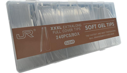 Tips Soft Gel Coffin Extra Largos Xxxl Transparentes Jr 240p