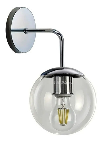 Aplique Vintage Transparente Apto Led Acero E-27 Luz Desing 