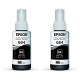 Tinta Para Impresora Epson T664 Color Negro De 65 Ml 2 Unidades