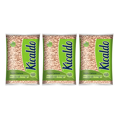 Kit C\u002F3 Feijão Carioca Kicaldo 1kg | Frete grátis
