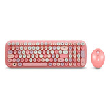 Redlemon Teclado Y Mouse Inalámbrico Con Receptor Usb Y Diseño Retro Vintage De Teclas Redondas Tipo Máquina De Escribir, Distribución Qwerty En Español, Compatible Con Windows Y Mac, Plug & Play