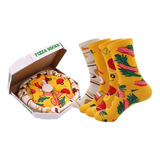 Calcetines Algodón Pizza Regalo Navidad 4 Pares