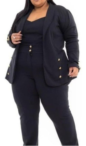 Conjunto Calça E Cropped Blazer Social Plus Size Promoção 