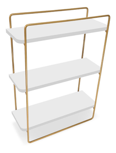 Prateleira Corsari Design Industrial Estante Dourado/branco Cor Dourado