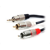 Cabo Profissional De Audio P2 + 2 Rca 24k Blindado 2 Metros