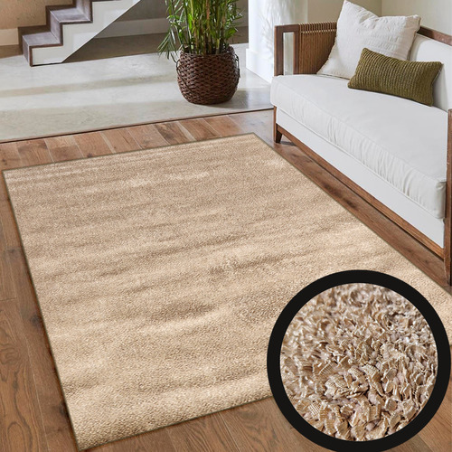 Tapete Decorativo Shag Hilo Corto Color Beige 1.53x2.40 Mts