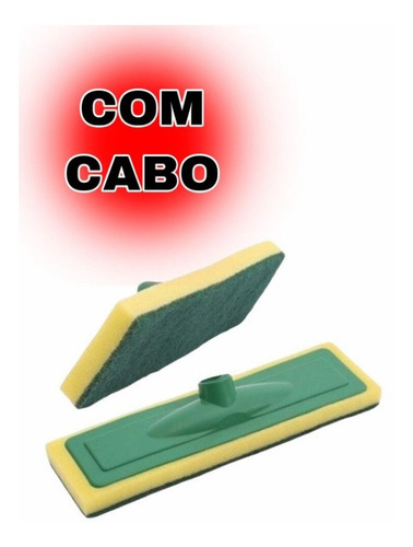 Rodo Com Cabo Abrasivo Esponja Lava Piso E Azulejo Manual