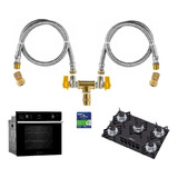 Kit Mangueiras Aço 2 M Instalação Cooktop Forno Gás Gn / Glp