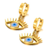 Aretes Ojos De Horus Laminados En Oro Para Mujer Dama