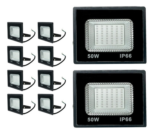 10x Mini Refletores Holofote 50w Luz Verde / Azul Ip67