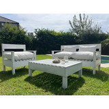 Juego De Living Jardin Exterior De Madera Blancos