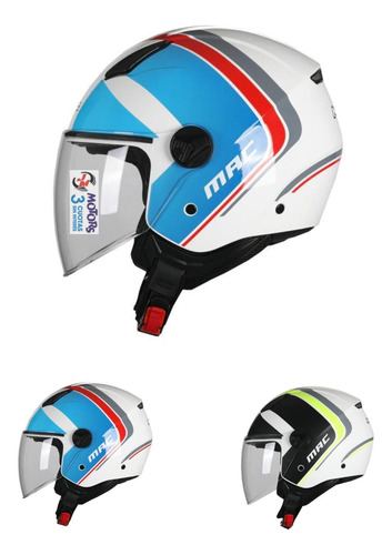 Jm Casco Moto Mac Abierto Beat Cyrus Celeste Rojo Amarillo