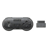 Controle Gamepad 8bitdo Sem Fio Sn30 Wireless 2.4g Snes Sfc Cor Preto