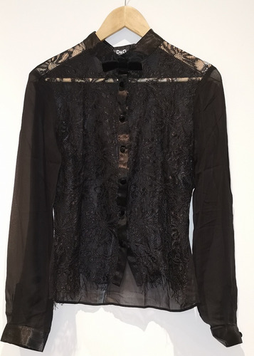 Dolce & Gabbana Camisa Seda Negra . Medium, Italiana