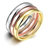 Anillo Jajafook Mujer 3mm Acero Inoxidable Tres Colores