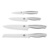 Set 4 Cuchillos De Cocina Cheff Todo Acero Inoxidable