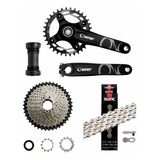 Kit Pedivela 34d + Pinhão Bike Mtb 10v 11x42 + Corrente Sumc