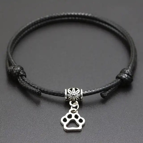 Pulsera Amor Amistad Huella Perro Mascota Negro