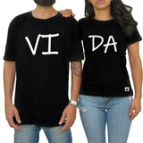 Kit 2 Camiseta Casal Namorados Estampa Vida Amor Love