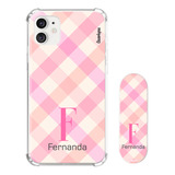 Kit Capa Personalizada + Suporte Celular Inicial Lines Rosé