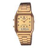 Relógio Casio Unissex Retangular Dourado Aq-230ga-9bmq