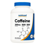 Pastillas De Cafeína Nutricost, 200 Mg Por Porción(500 Cáps) Sabor Sin Sabor