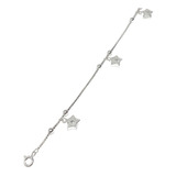 Pulsera Plata 925 Veneciana Con Bolitas Y Estrellas 20 Cm