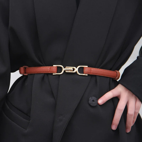 Cinturones De Vestir Ajustables De Cuero Pu Para Mujer Delga