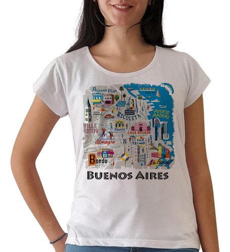 Remera Turistica Mapa Buenos Aires Caba Mujer Purple Chick