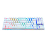 Teclado Gamer Aplus Tech Barak Branco Led Rainbow Switch Red