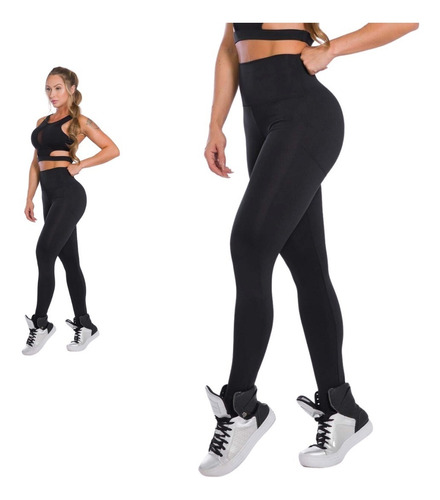 Calça Legging Cintura Alta 90% Poli E 10% Elastano Kaisan.