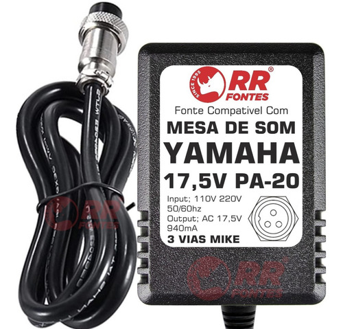 Fonte Ac 17,5v Para Mesa De Som Mixer Pa-20 Yamaha Mg12/4fx